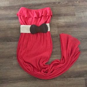 Trixxi- hot pink maxi strapless dress